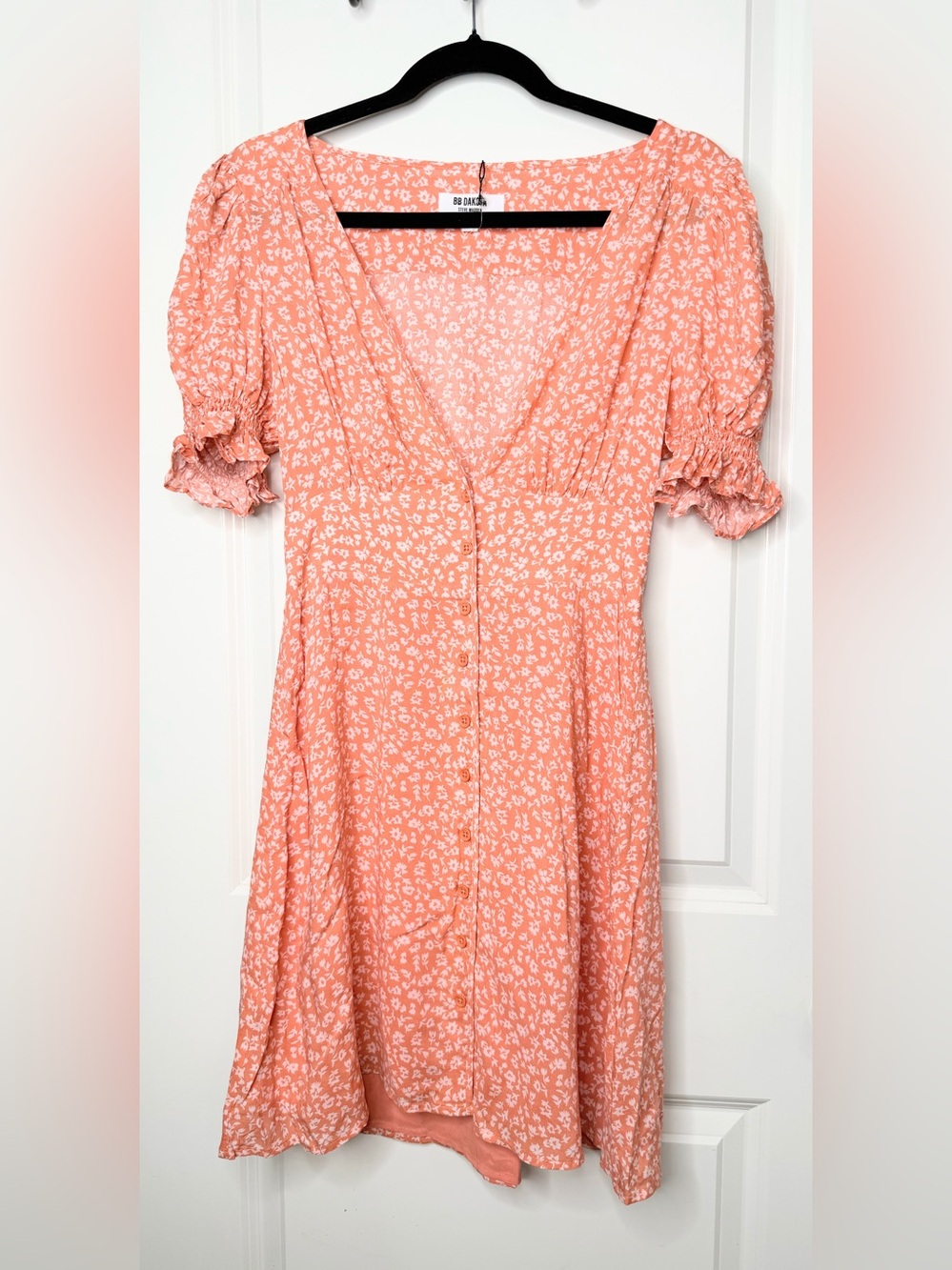 BB Dakota Steve Madden Floral Puff Sleeve Button Front Mini Dress S NWT